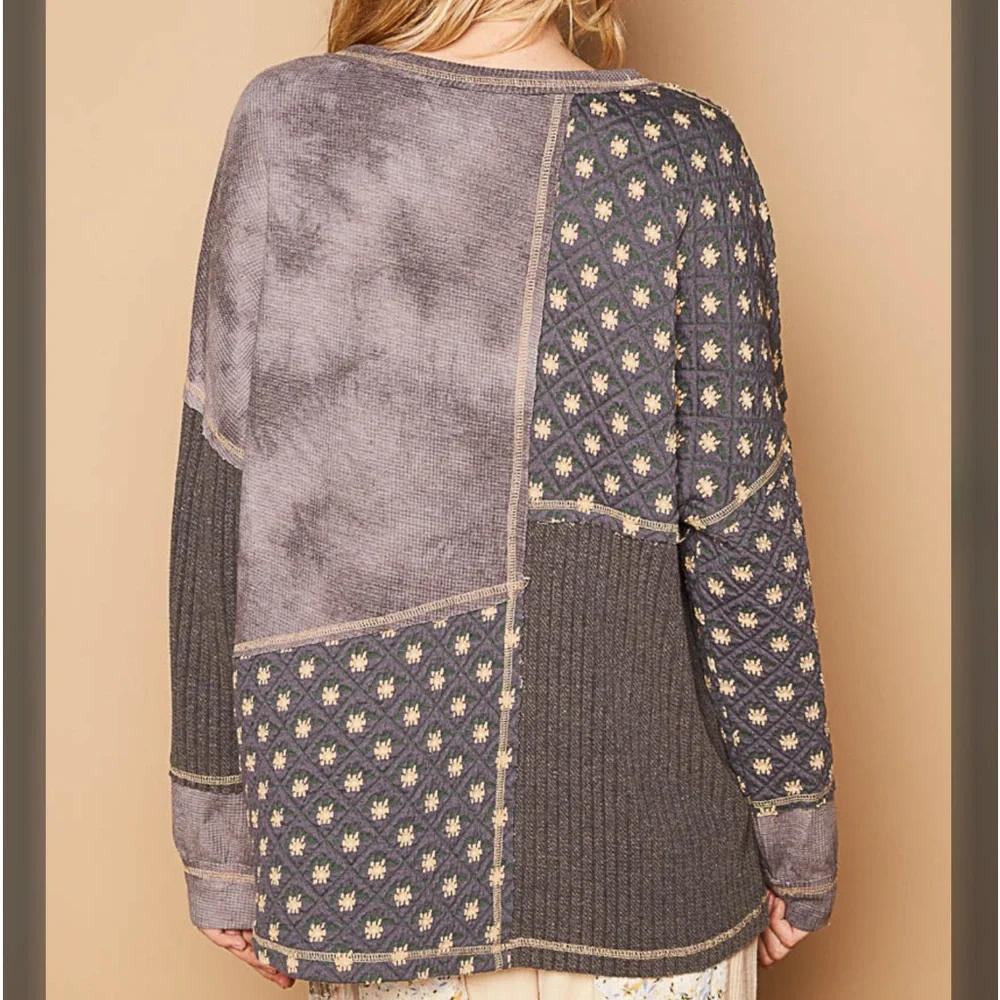 8. POL Bohemian patchwork thermal top Charcoal - Picture 3 of 3